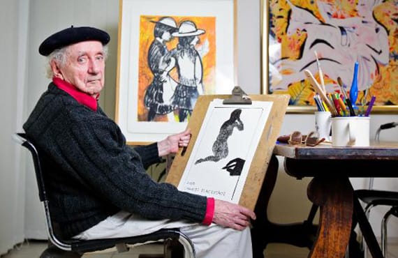 Charles Blackman painting with dark, expressive elements