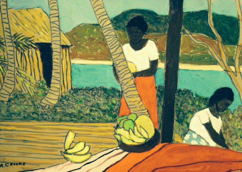 Ray Crooke painting with a focus on natural, peaceful environments