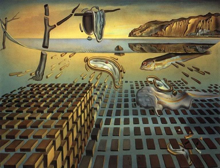 Salvador Dali inspired surreal artwork with melting clocks