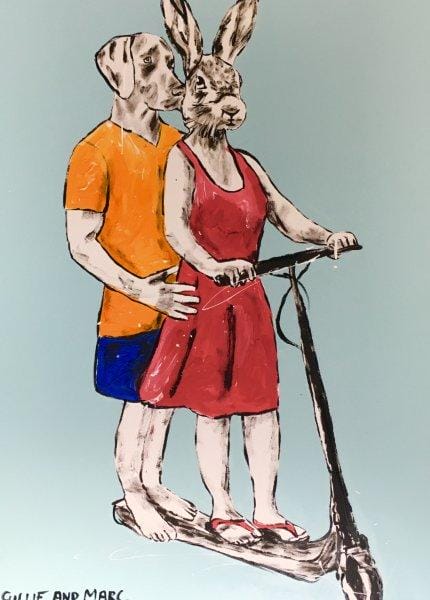 Gillie and Marc artwork featuring iconic animal characters