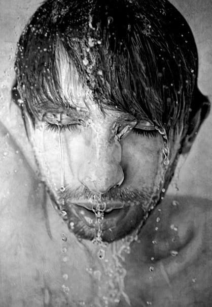Detailed pencil sketch with fine shading and texture