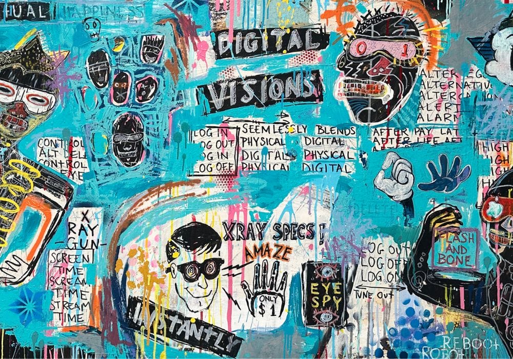 Creative abstract artwork with a focus on contrast and vibrant hues